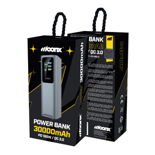 MOONX powerbanka MP07 30 000 mAh PD 165W 2 x USB-C + 1 x USB QC3.0 22.5W stříbrná