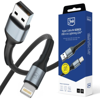 3mk Hyper Cable N-SERIES – USB-A / Lightning kabel 12 W 1 m černý