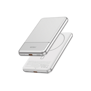 WiWU kovová hliníková magnetická powerbanka MagSafe Seraph Alloy Wi-P088 5000mAh 20W stříbrná
